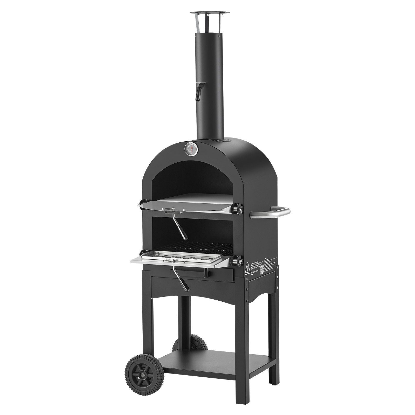 Outdoor Pizza Oven, 12" Pellet Fire Ovens, 2-Layer Pizza Oven Wood Fired, Wood Burning Outdoor Pizza-Oven V952-LSPSLHS458X48H85L001V0