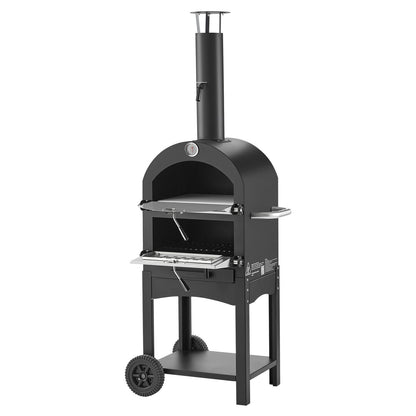 Outdoor Pizza Oven, 12" Pellet Fire Ovens, 2-Layer Pizza Oven Wood Fired, Wood Burning Outdoor Pizza-Oven V952-LSPSLHS458X48H85L001V0