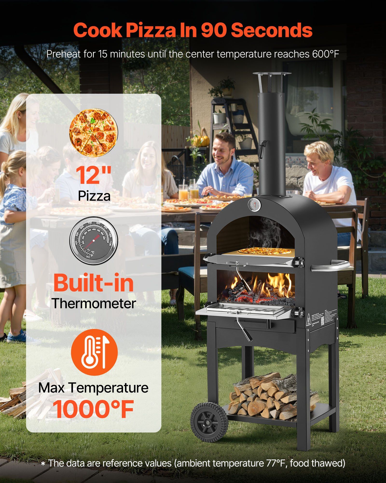 Outdoor Pizza Oven, 12" Pellet Fire Ovens, 2-Layer Pizza Oven Wood Fired, Wood Burning Outdoor Pizza-Oven V952-LSPSLHS458X48H85L001V0