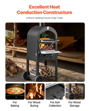 Outdoor Pizza Oven, 12" Pellet Fire Ovens, 2-Layer Pizza Oven Wood Fired, Wood Burning Outdoor Pizza-Oven V952-LSPSLHS458X48H85L001V0