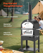 Outdoor Pizza Oven, 12" Pellet Fire Ovens, 2-Layer Pizza Oven Wood Fired, Wood Burning Outdoor Pizza-Oven V952-LSPSLHS458X48H85L001V0