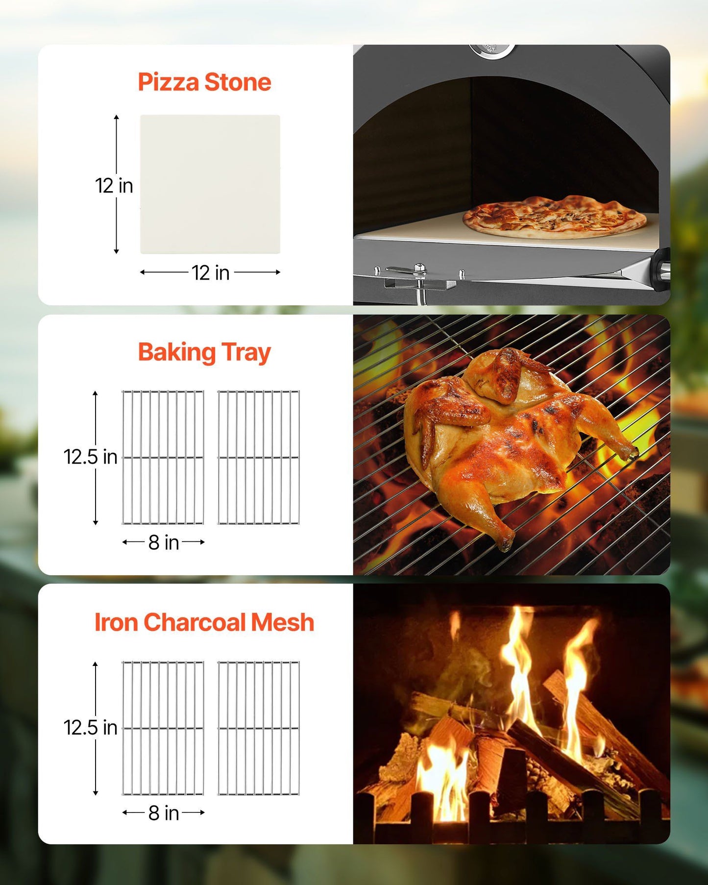 Outdoor Pizza Oven, 12" Pellet Fire Ovens, 2-Layer Pizza Oven Wood Fired, Wood Burning Outdoor Pizza-Oven V952-LSPSLHS458X48H85L001V0