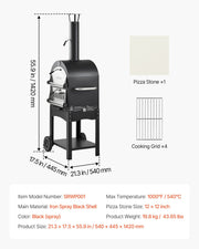 Outdoor Pizza Oven, 12" Pellet Fire Ovens, 2-Layer Pizza Oven Wood Fired, Wood Burning Outdoor Pizza-Oven V952-LSPSLHS458X48H85L001V0