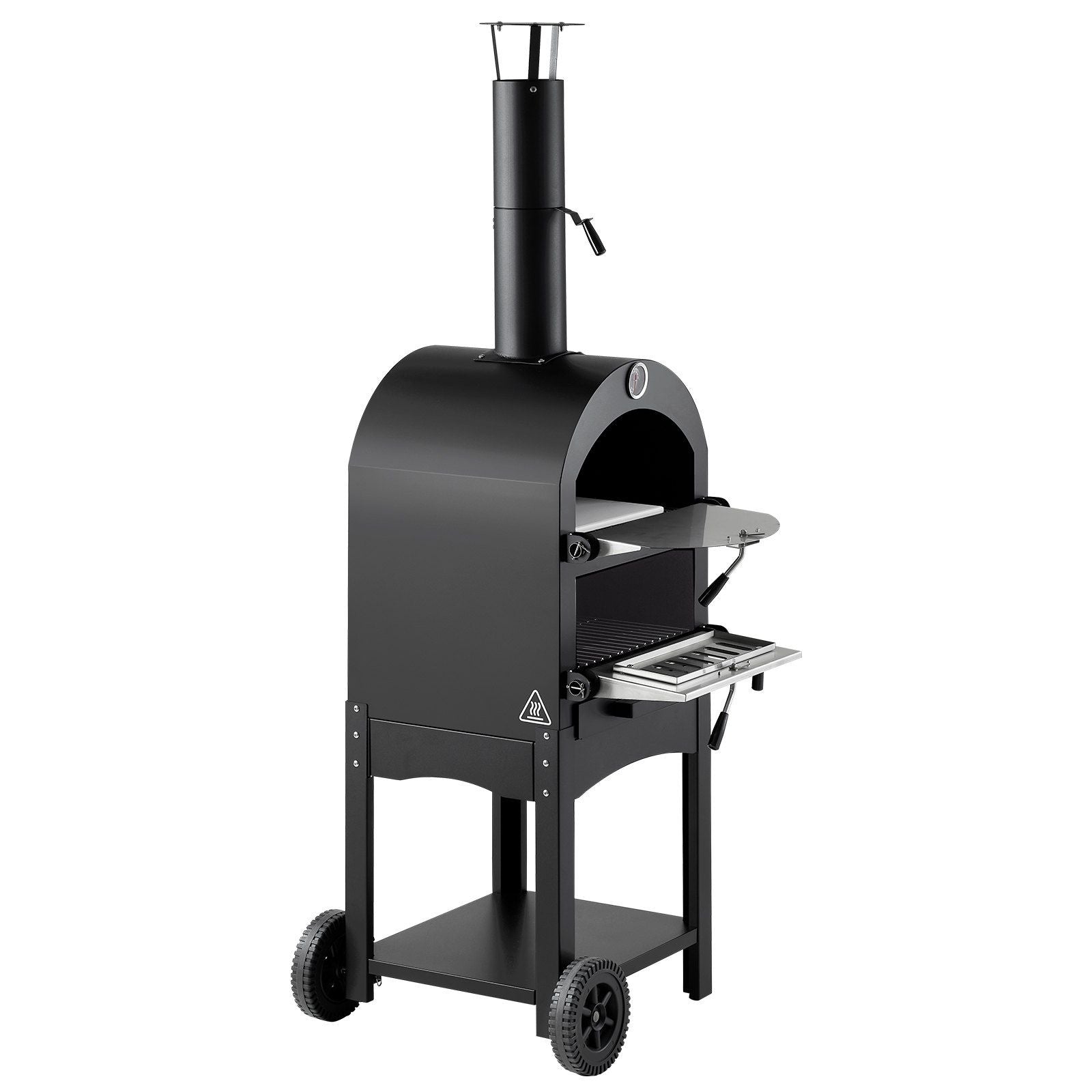 Outdoor Pizza Oven, 12" Pellet Fire Ovens, 2-Layer Pizza Oven Wood Fired, Wood Burning Outdoor Pizza-Oven V952-LSPSLHS458X48H85L001V0