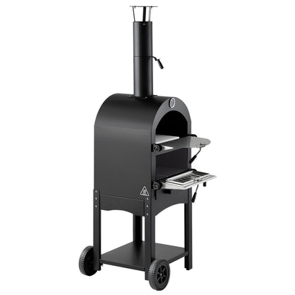 Outdoor Pizza Oven, 12" Pellet Fire Ovens, 2-Layer Pizza Oven Wood Fired, Wood Burning Outdoor Pizza-Oven V952-LSPSLHS458X48H85L001V0
