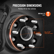 1.5" 6"x5.3" Wheel Spacers Wheel Adapters 6 Lug Forged Spacer 4 PCS Black V952-LSSFLP15YC6X1GP2WV0