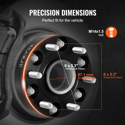 1.5" 6"x5.3" Wheel Spacers Wheel Adapters 6 Lug Forged Spacer 4 PCS Black V952-LSSFLP15YC6X1GP2WV0