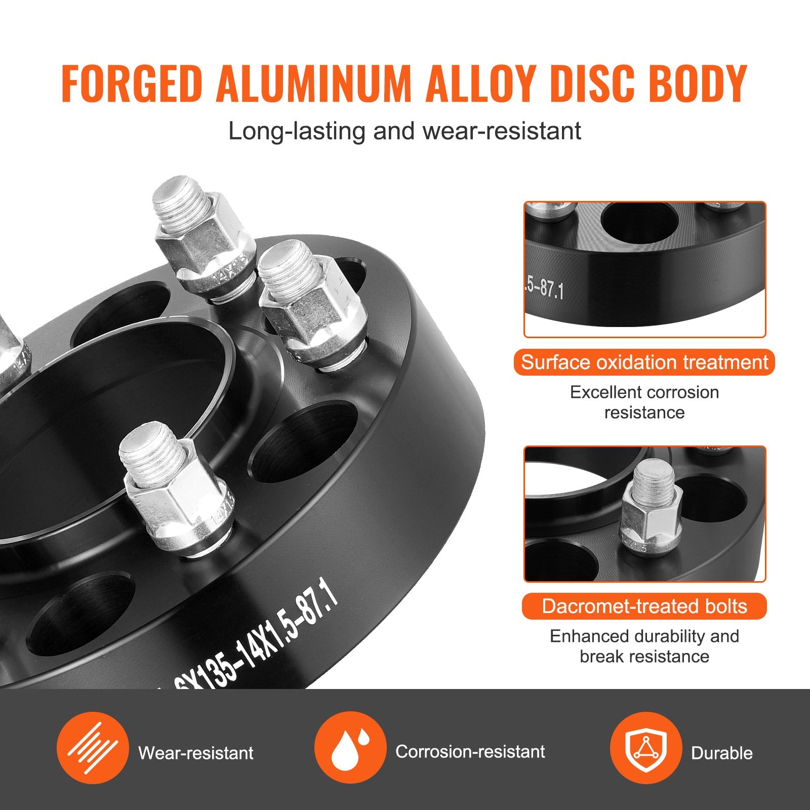 1.5" 6"x5.3" Wheel Spacers Wheel Adapters 6 Lug Forged Spacer 4 PCS Black V952-LSSFLP15YC6X1GP2WV0