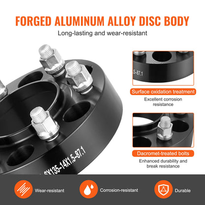 1.5" 6"x5.3" Wheel Spacers Wheel Adapters 6 Lug Forged Spacer 4 PCS Black V952-LSSFLP15YC6X1GP2WV0