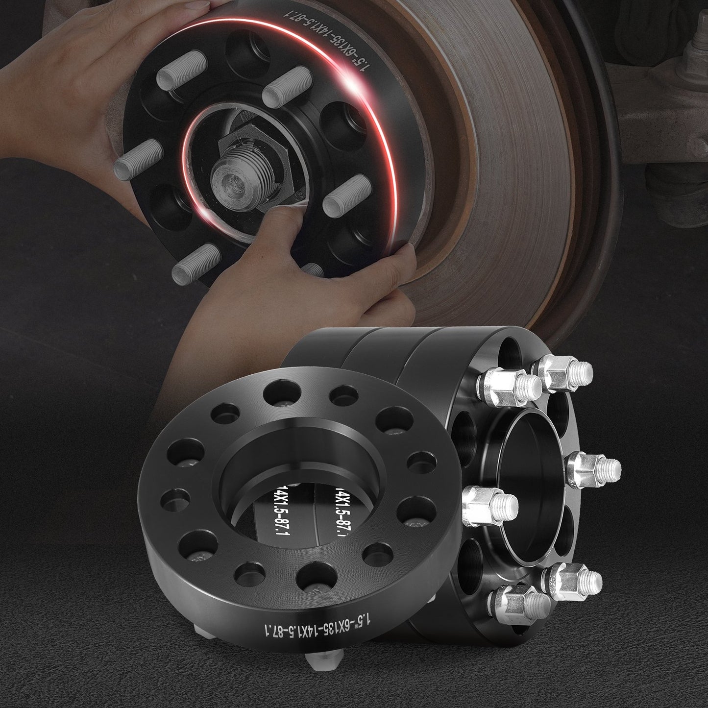 1.5" 6"x5.3" Wheel Spacers Wheel Adapters 6 Lug Forged Spacer 4 PCS Black V952-LSSFLP15YC6X1GP2WV0