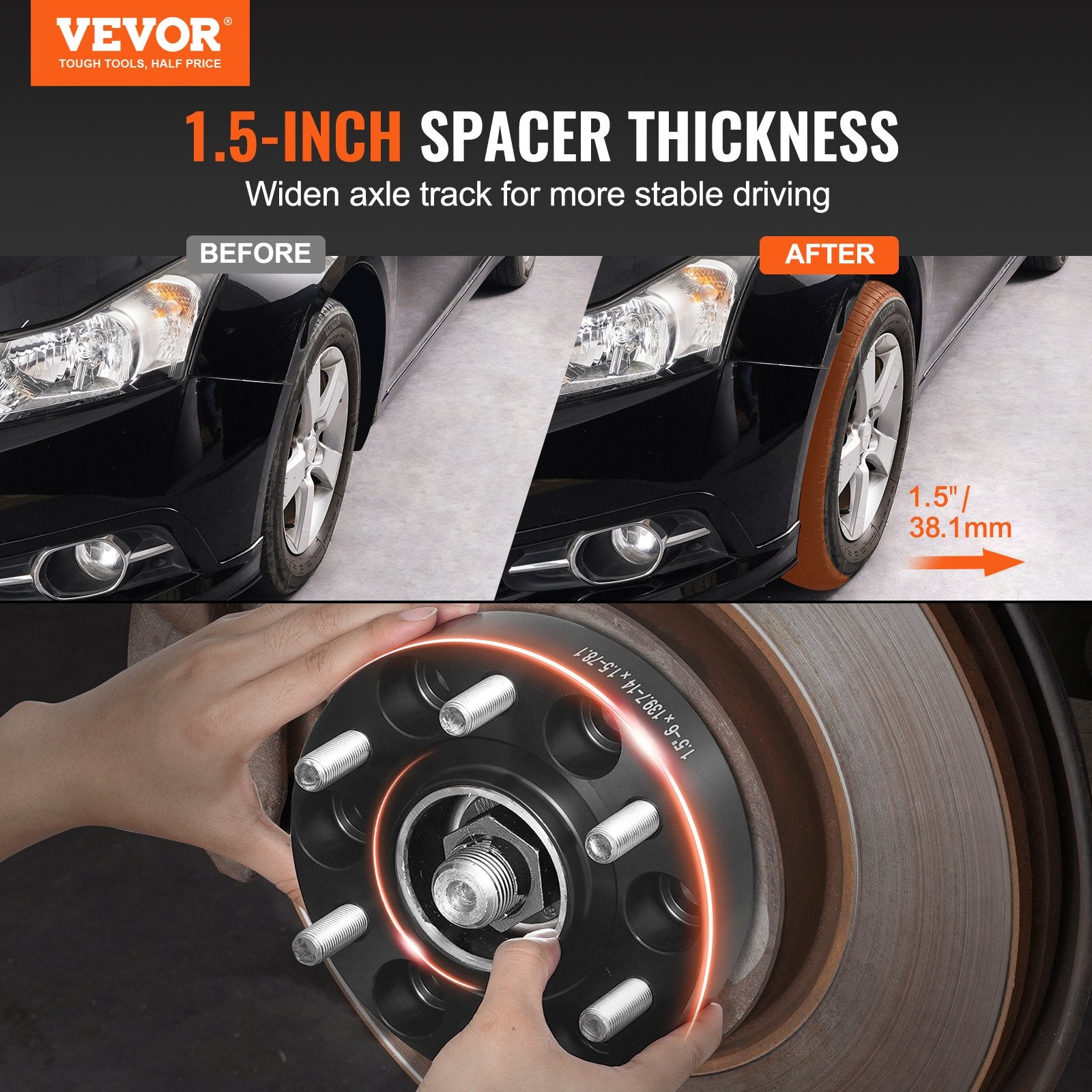 1.5" 6"x5" Wheel Spacers Wheel Adapters 6 Lug Forged Spacer 4 PCS Black V952-LSSFLP15YC6X49EWWV0