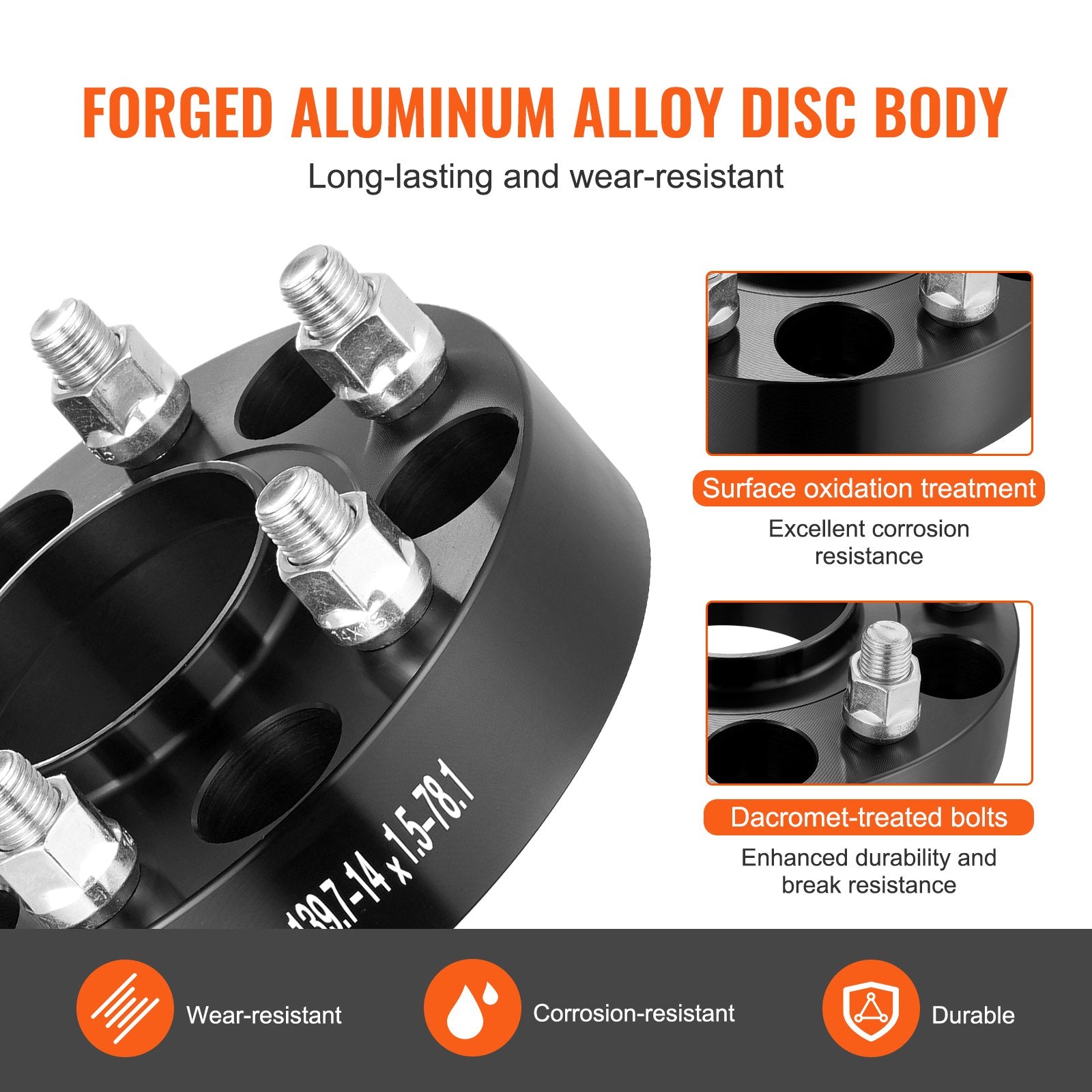 1.5" 6"x5" Wheel Spacers Wheel Adapters 6 Lug Forged Spacer 4 PCS Black V952-LSSFLP15YC6X49EWWV0