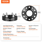 1.5" 6"x5" Wheel Spacers Wheel Adapters 6 Lug Forged Spacer 4 PCS Black V952-LSSFLP15YC6X49EWWV0