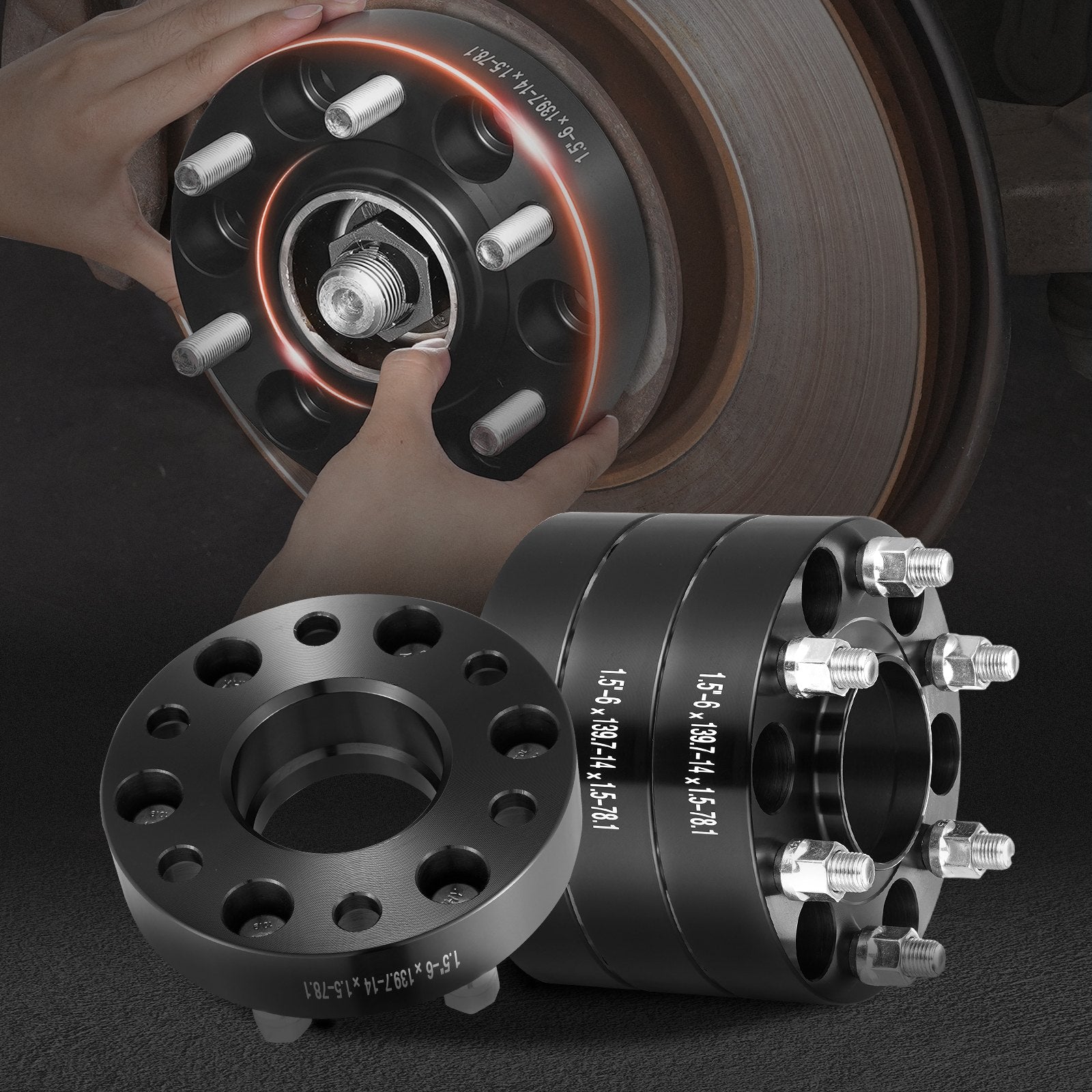1.5" 6"x5" Wheel Spacers Wheel Adapters 6 Lug Forged Spacer 4 PCS Black V952-LSSFLP15YC6X49EWWV0