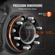 1.5" 6"x5.5" Wheel Spacers Wheel Adapters 6 Lug Forged Spacer 4 PCS Black V952-LSSFLP15YC6XNE9HPV0