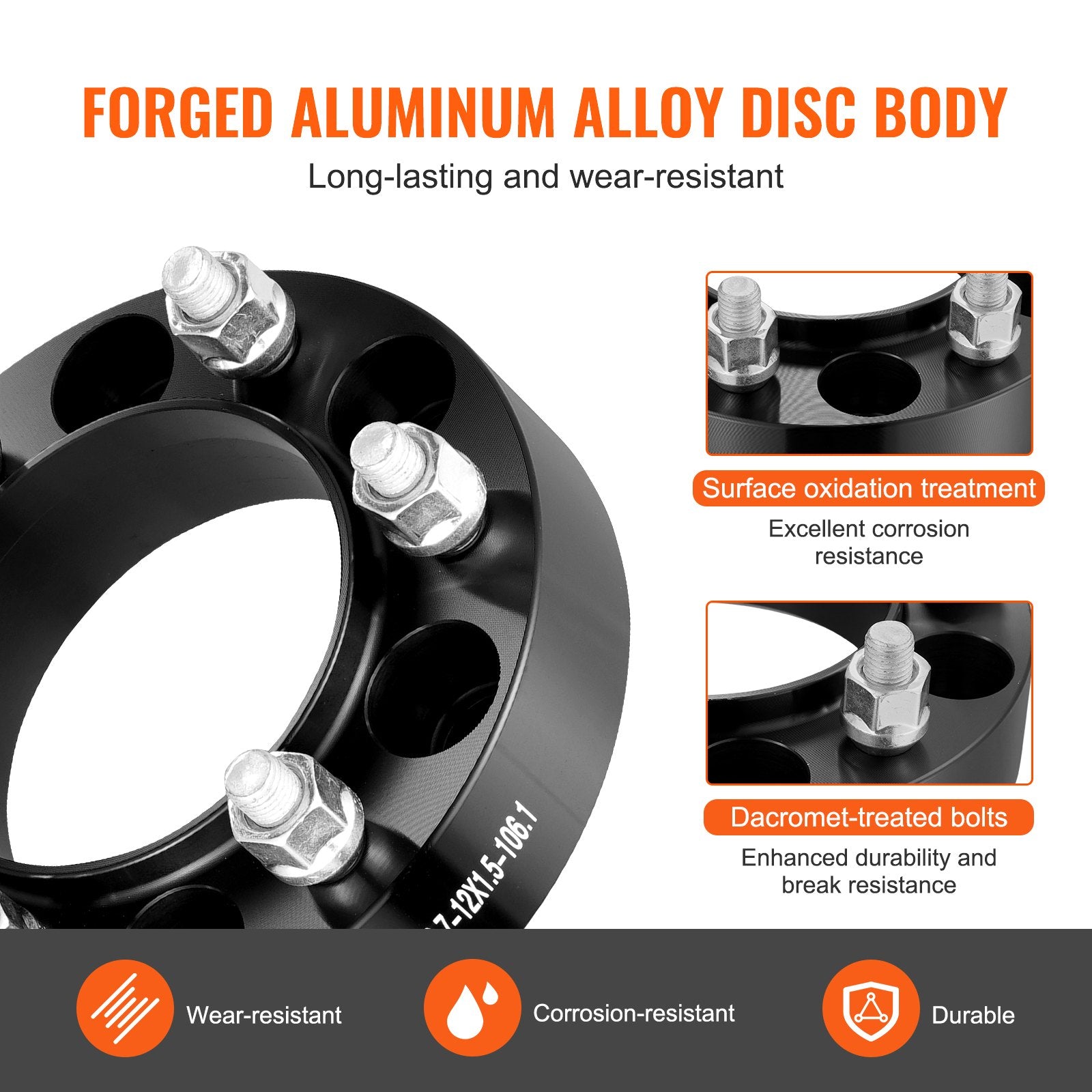 1.5" 6"x5.5" Wheel Spacers Wheel Adapters 6 Lug Forged Spacer 4 PCS Black V952-LSSFLP15YC6XNE9HPV0