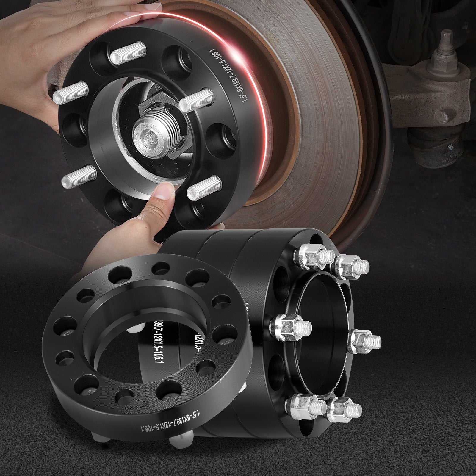 1.5" 6"x5.5" Wheel Spacers Wheel Adapters 6 Lug Forged Spacer 4 PCS Black V952-LSSFLP15YC6XNE9HPV0