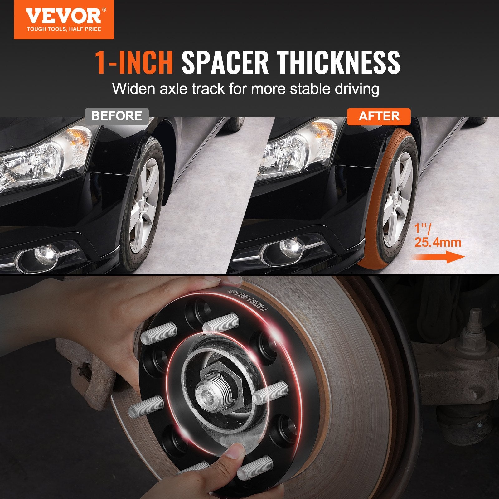 1" 6"x5.5" Wheel Spacers Wheel Adapters 6 Lug Forged Spacer 4 PCS Black V952-LSSFLP1YC6X5PNQ5TV0