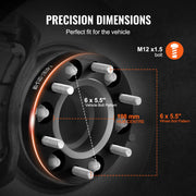 1" 6"x5.5" Wheel Spacers Wheel Adapters 6 Lug Forged Spacer 4 PCS Black V952-LSSFLP1YC6X5PNQ5TV0