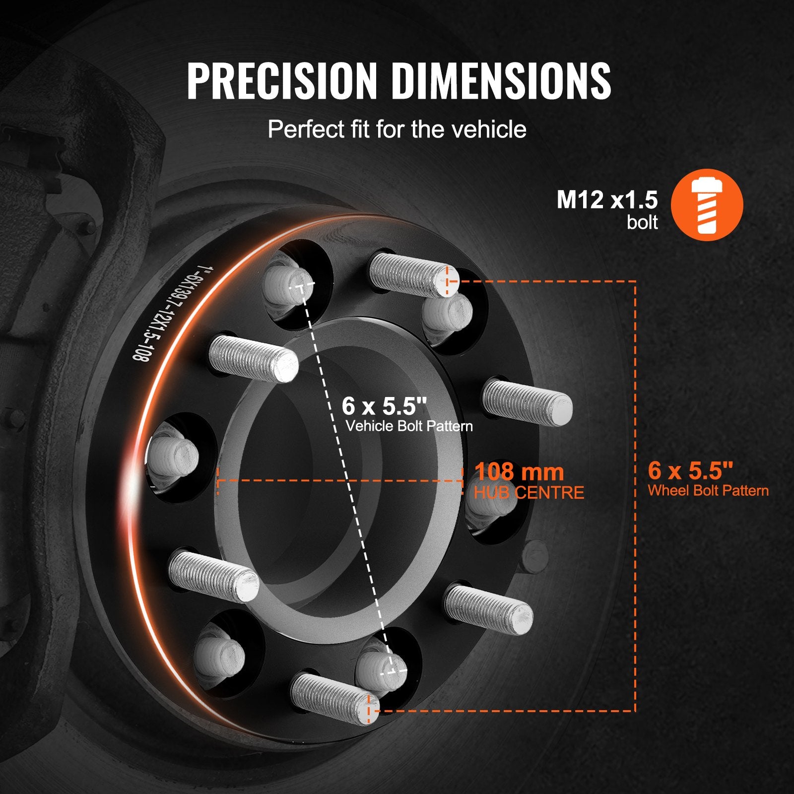 1" 6"x5.5" Wheel Spacers Wheel Adapters 6 Lug Forged Spacer 4 PCS Black V952-LSSFLP1YC6X5PNQ5TV0
