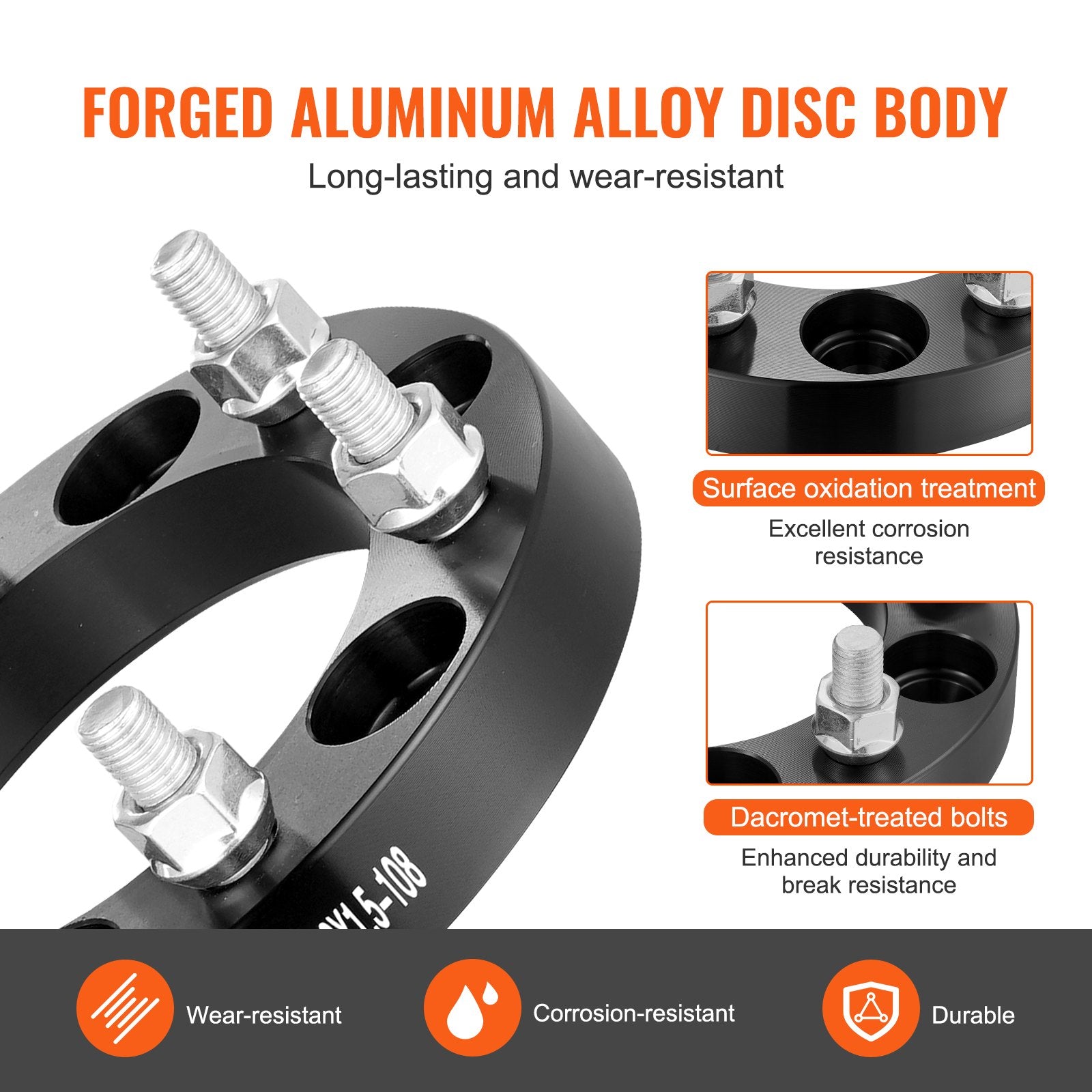 1" 6"x5.5" Wheel Spacers Wheel Adapters 6 Lug Forged Spacer 4 PCS Black V952-LSSFLP1YC6X5PNQ5TV0