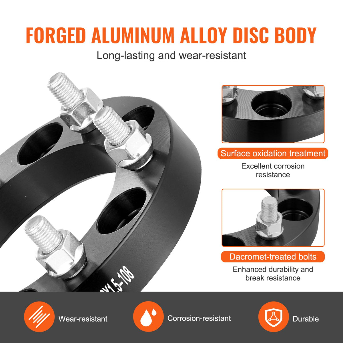 1" 6"x5.5" Wheel Spacers Wheel Adapters 6 Lug Forged Spacer 4 PCS Black V952-LSSFLP1YC6X5PNQ5TV0