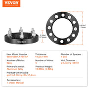 1" 6"x5.5" Wheel Spacers Wheel Adapters 6 Lug Forged Spacer 4 PCS Black V952-LSSFLP1YC6X5PNQ5TV0