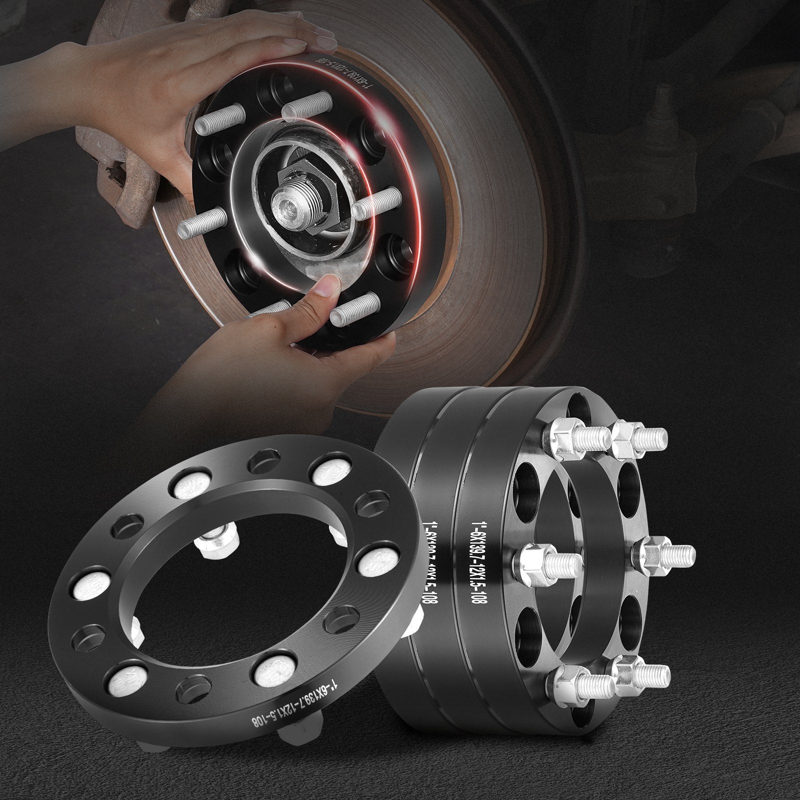 1" 6"x5.5" Wheel Spacers Wheel Adapters 6 Lug Forged Spacer 4 PCS Black V952-LSSFLP1YC6X5PNQ5TV0