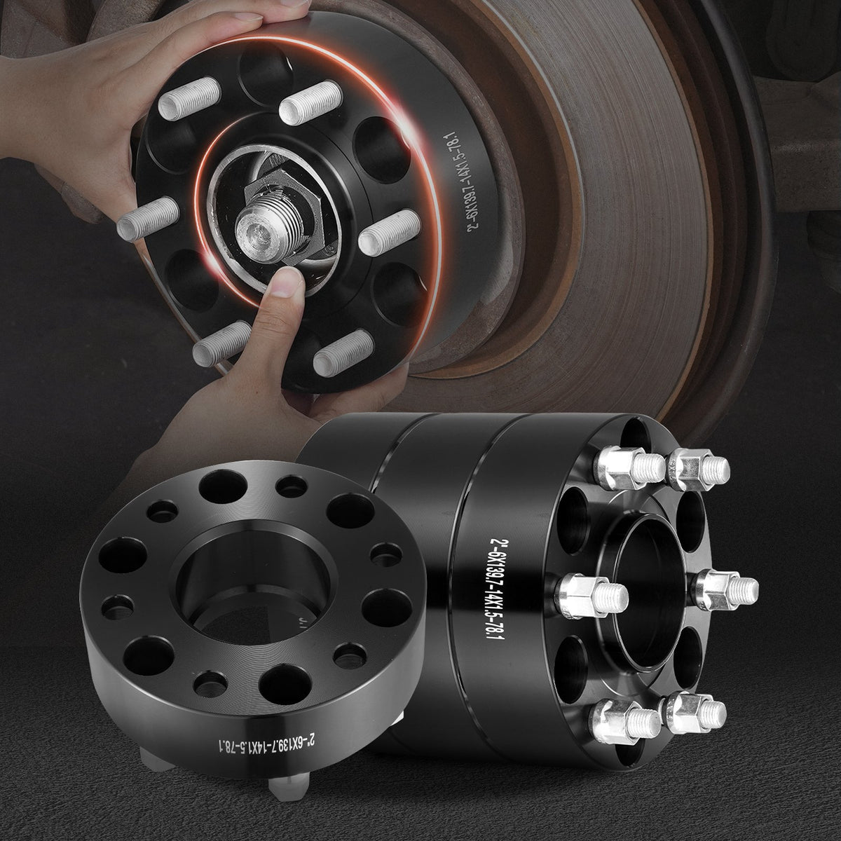 2" 6"x5.5" Wheel Spacers Wheel Adapters 6 Lug Forged Spacer 4 PCS Black V952-LSSFLP2YC6X57ERXKV0