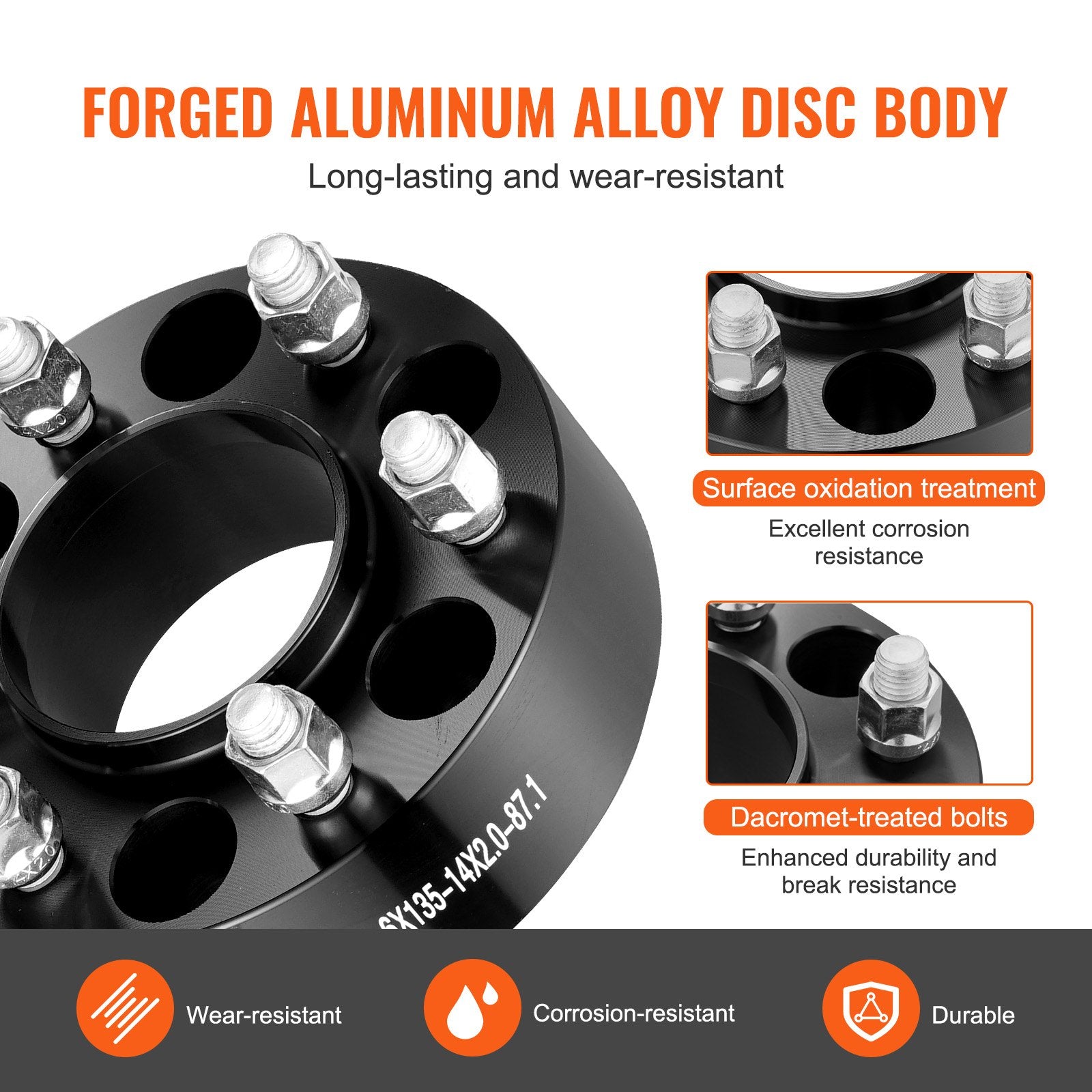 2" 6"x5.3" Wheel Spacers Wheel Adapters 6 Lug Forged Spacer 4 PCS Black V952-LSSFLP2YC6X5CPXDCV0