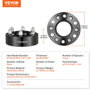 2" 6"x5.3" Wheel Spacers Wheel Adapters 6 Lug Forged Spacer 4 PCS Black V952-LSSFLP2YC6X5CPXDCV0