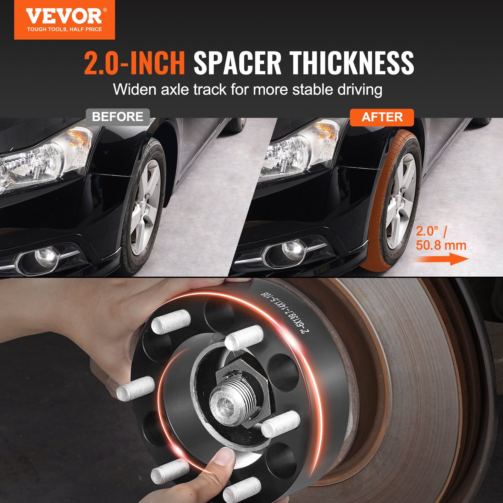 2" 6"x5.5" Wheel Spacers Wheel Adapters 6 Lug Forged Spacer 4 PCS Black V952-LSSFLP2YC6X5L87F5V0
