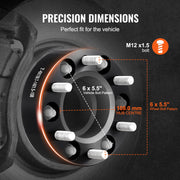 2" 6"x5.5" Wheel Spacers Wheel Adapters 6 Lug Forged Spacer 4 PCS Black V952-LSSFLP2YC6X5L87F5V0