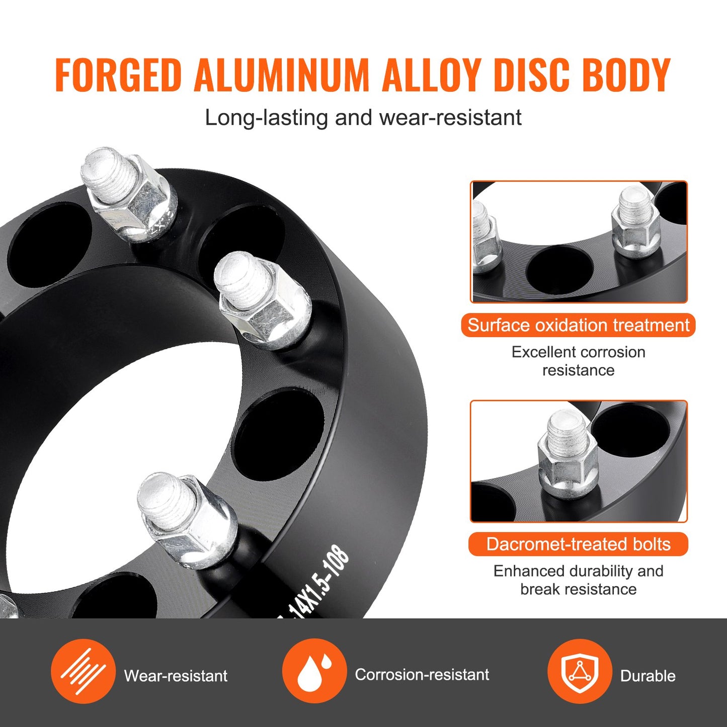 2" 6"x5.5" Wheel Spacers Wheel Adapters 6 Lug Forged Spacer 4 PCS Black V952-LSSFLP2YC6X5L87F5V0