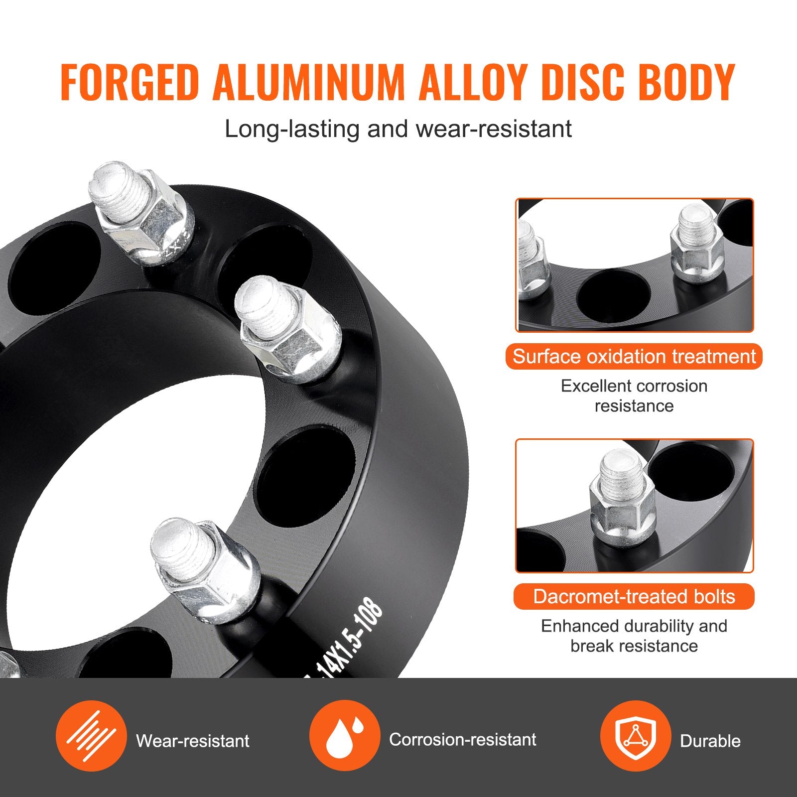 2" 6"x5.5" Wheel Spacers Wheel Adapters 6 Lug Forged Spacer 4 PCS Black V952-LSSFLP2YC6X5L87F5V0