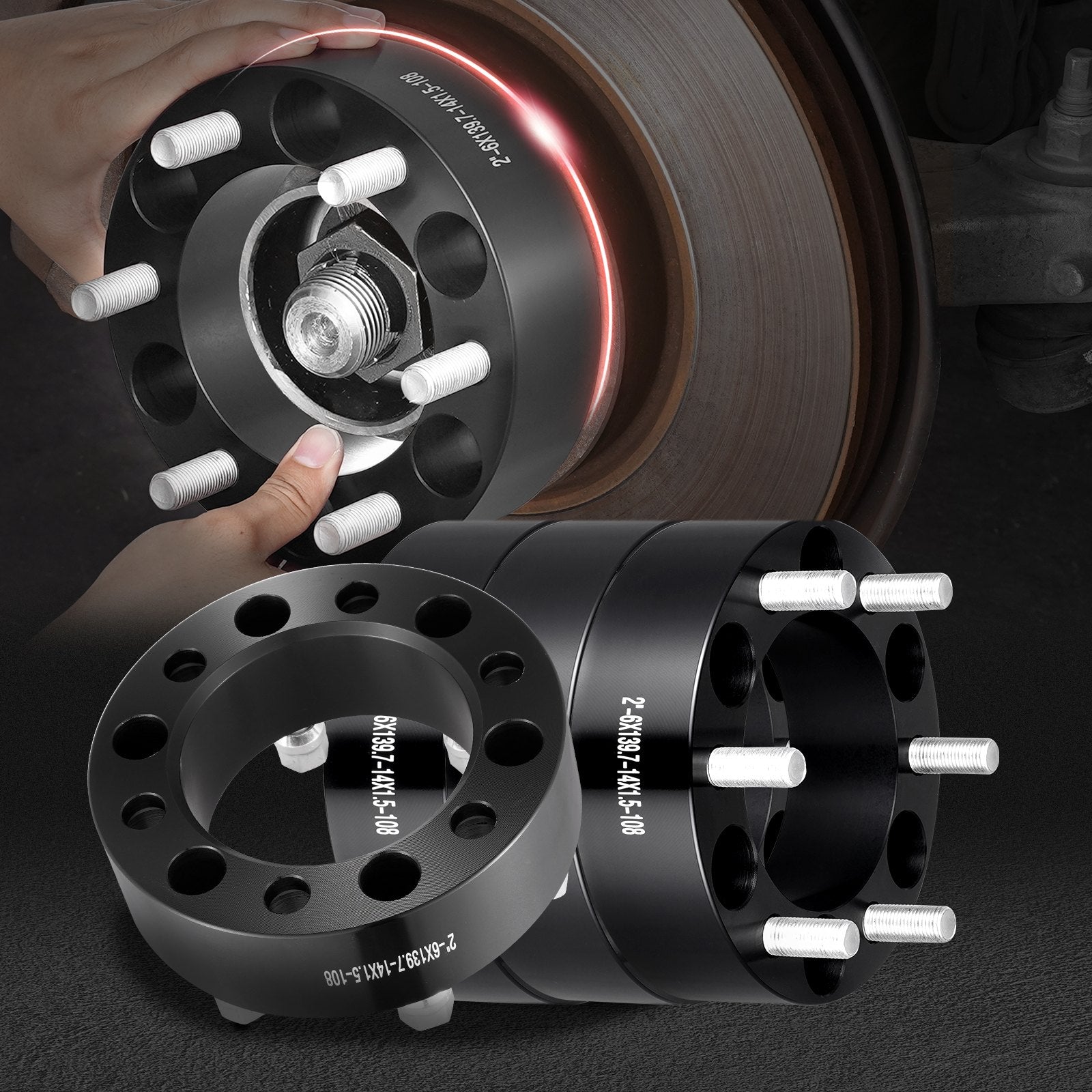 2" 6"x5.5" Wheel Spacers Wheel Adapters 6 Lug Forged Spacer 4 PCS Black V952-LSSFLP2YC6X5L87F5V0