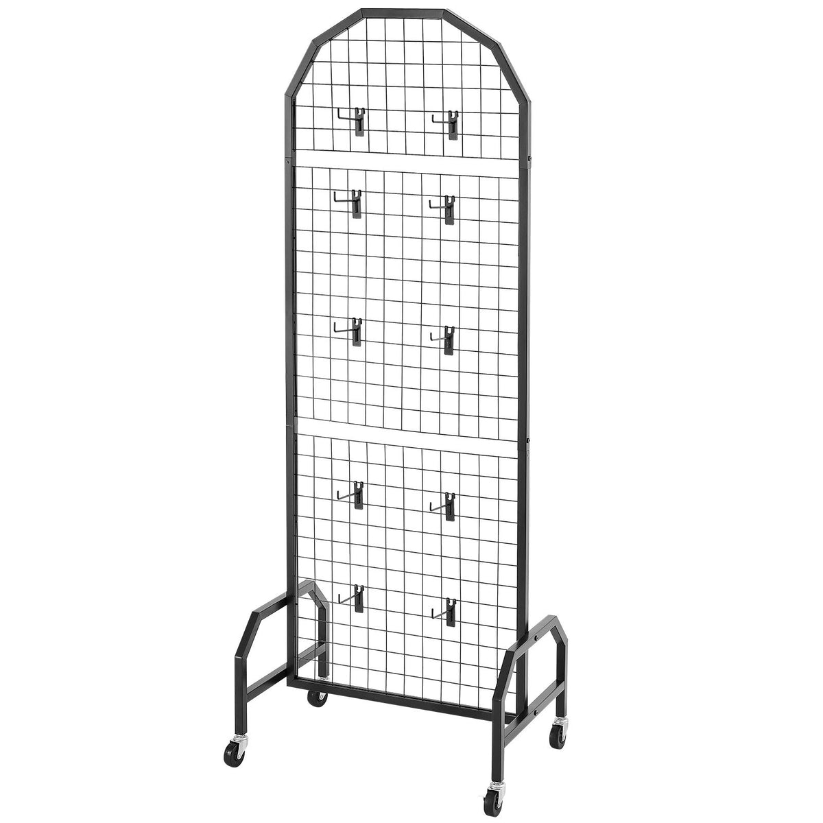 2 Packs Grid Wall Panels, 600 x 1640mm Wire Grid Panels Display Rack, Movable Art Display Shelf with Wheels V952-LSWGQ6070INC4OEUO001V0