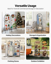 2 Packs Grid Wall Panels, 600 x 1640mm Wire Grid Panels Display Rack, Movable Art Display Shelf with Wheels V952-LSWGQ6070INC4OEUO001V0