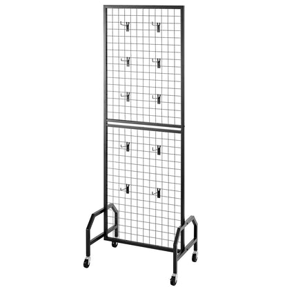 3 Packs Grid Wall Panels, 600 x 1640mm Wire Grid Panels Display Rack, Movable Art Display Shelf with Wheels V952-LSWGQ6070INC9Q86I001V0