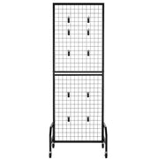 Grid Wall Panel, 600 x 1640 mm Wire Grid Panels Display Rack, Movable Art Display Shelf with Wheels and 10 V952-LSWGQ6070INCBK7NM001V0