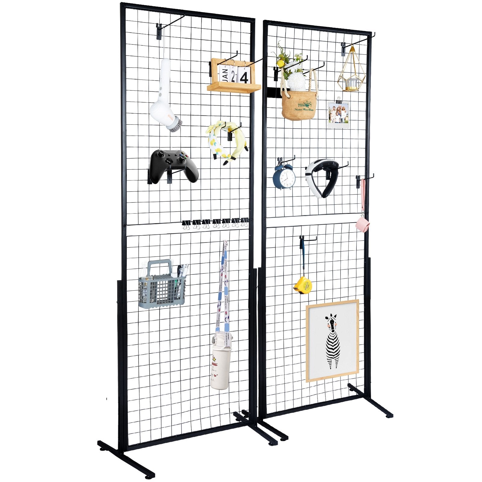 2' x 5.6' Grid Wall Panels Tower, 2 Packs Wire Gridwall Display Racks with T-Base Floorstanding, Double Side V952-LSWGQ6878INCNL5GHV0
