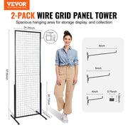 2' x 5.6' Grid Wall Panels Tower, 2 Packs Wire Gridwall Display Racks with T-Base Floorstanding, Double Side V952-LSWGQ6878INCNL5GHV0
