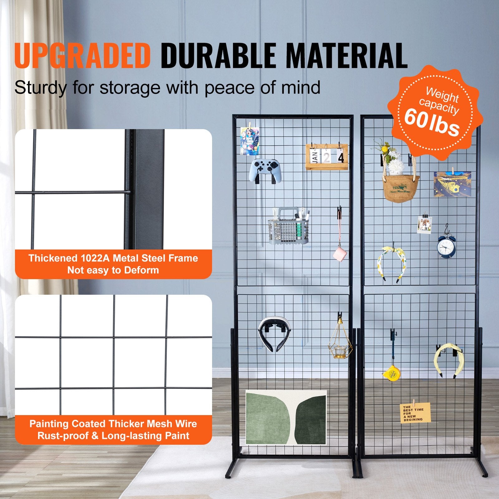 2' x 5.6' Grid Wall Panels Tower, 2 Packs Wire Gridwall Display Racks with T-Base Floorstanding, Double Side V952-LSWGQ6878INCNL5GHV0