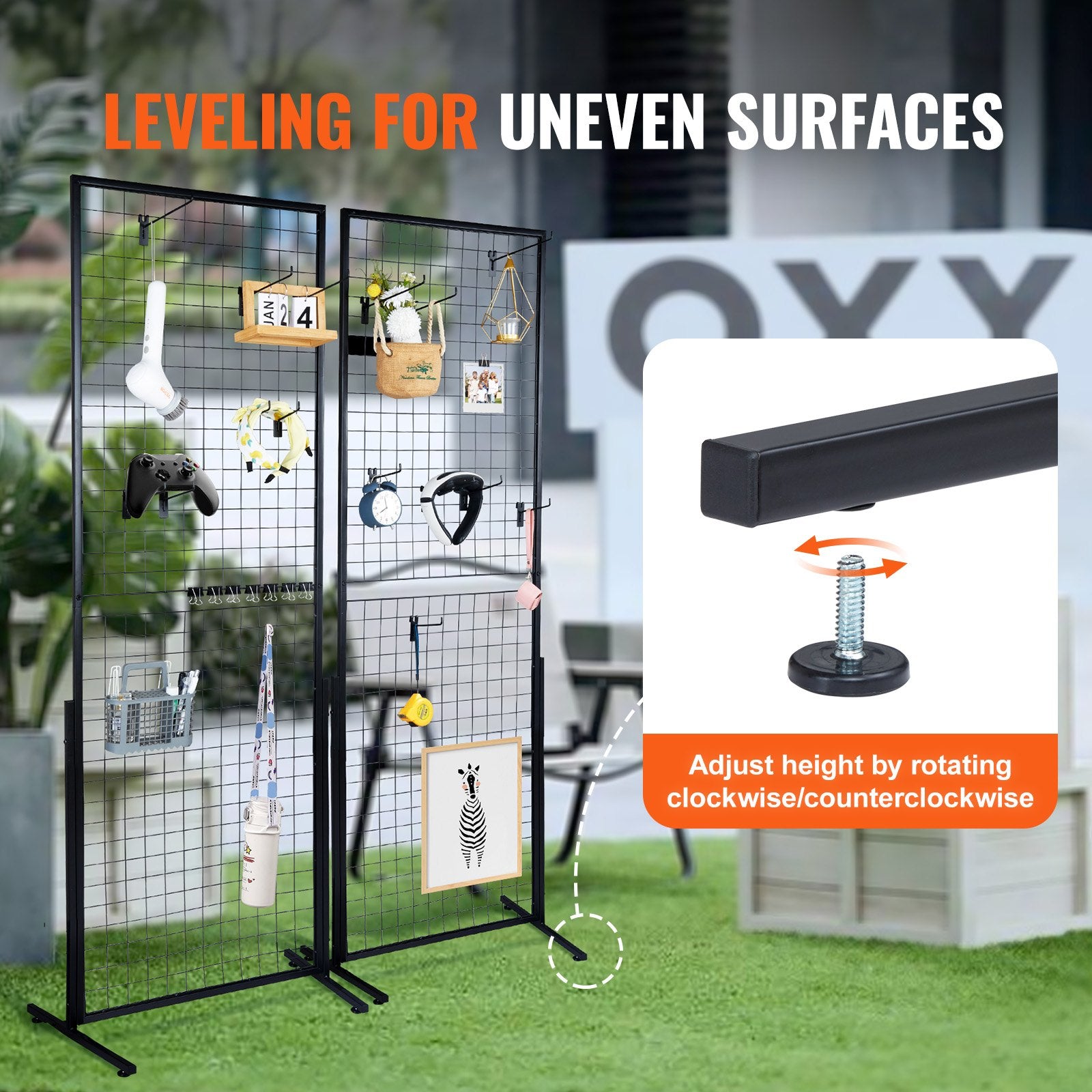2' x 5.6' Grid Wall Panels Tower, 2 Packs Wire Gridwall Display Racks with T-Base Floorstanding, Double Side V952-LSWGQ6878INCNL5GHV0