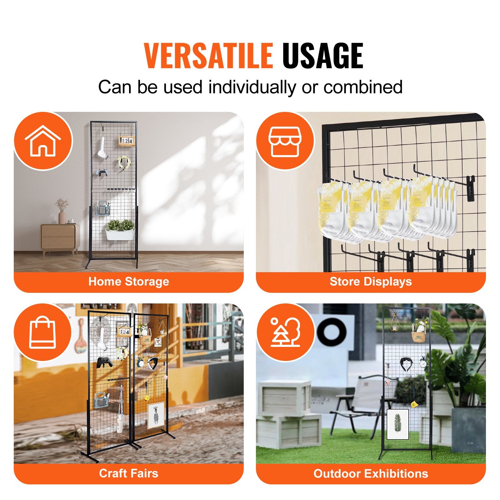 2' x 5.6' Grid Wall Panels Tower, 2 Packs Wire Gridwall Display Racks with T-Base Floorstanding, Double Side V952-LSWGQ6878INCNL5GHV0
