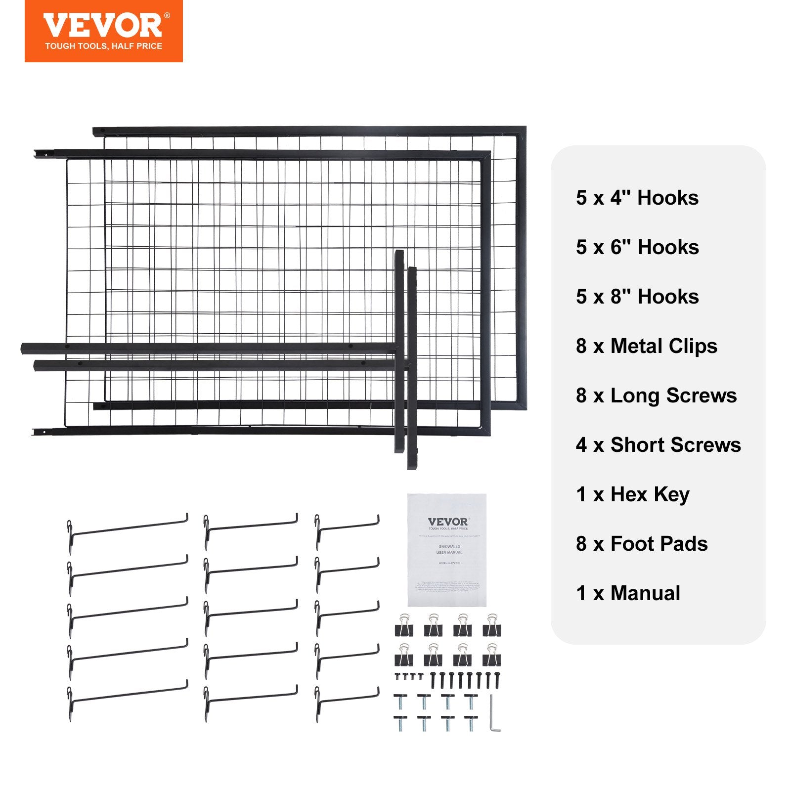 2' x 5.6' Grid Wall Panels Tower, 2 Packs Wire Gridwall Display Racks with T-Base Floorstanding, Double Side V952-LSWGQ6878INCNL5GHV0