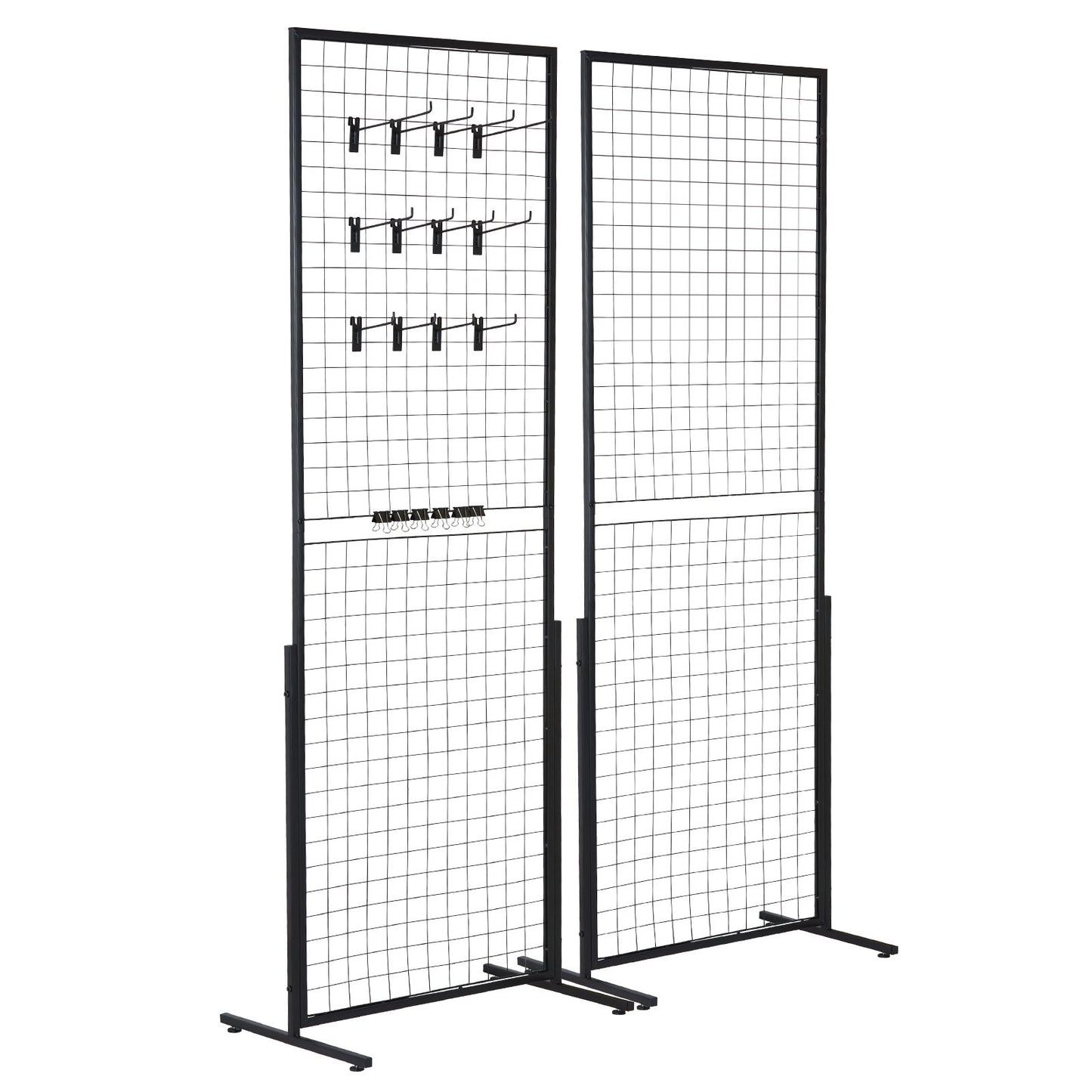 2' x 5.6' Grid Wall Panels Tower, 2 Packs Wire Gridwall Display Racks with T-Base Floorstanding, Double Side V952-LSWGQ6878INCNL5GHV0