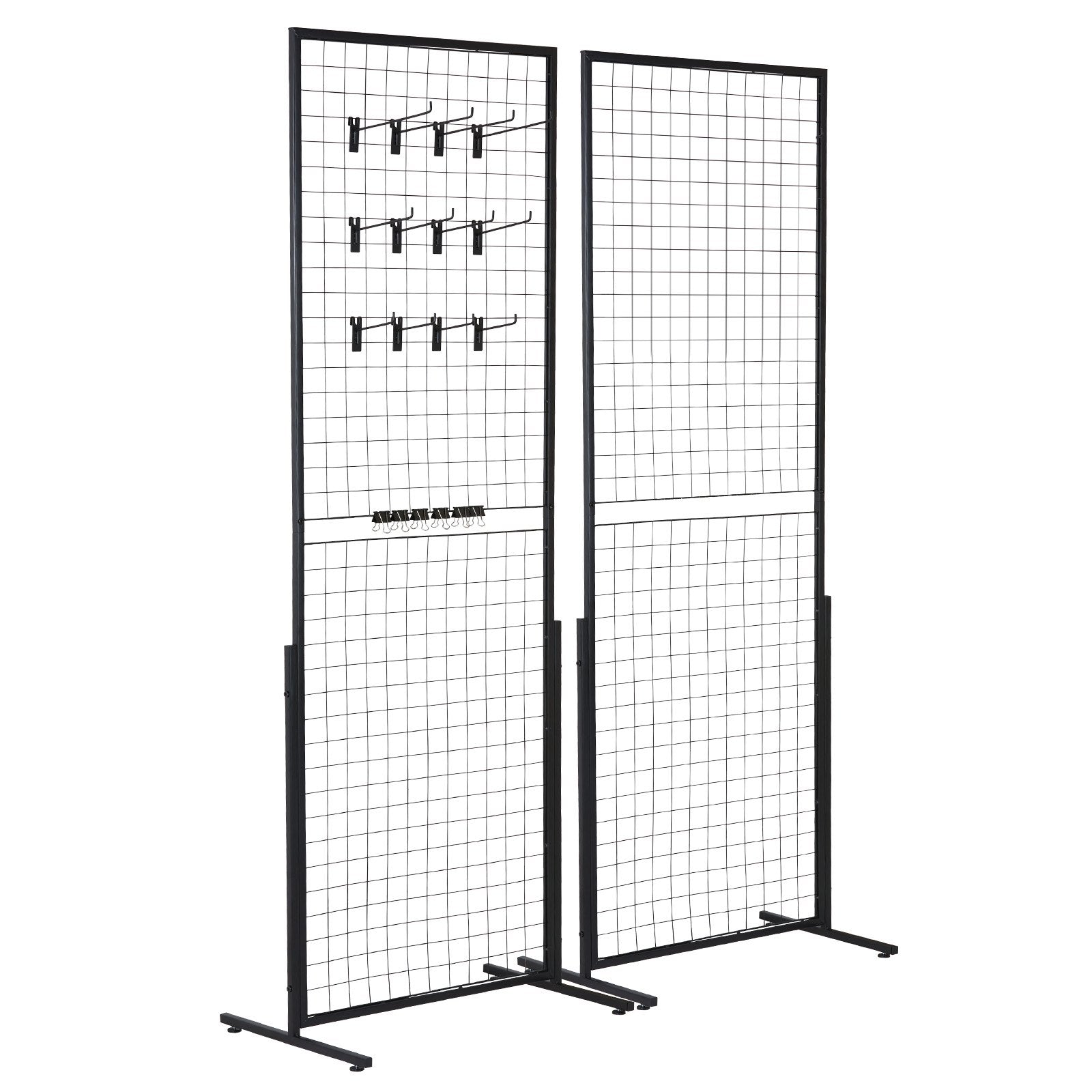 2' x 5.6' Grid Wall Panels Tower, 2 Packs Wire Gridwall Display Racks with T-Base Floorstanding, Double Side V952-LSWGQ6878INCNL5GHV0