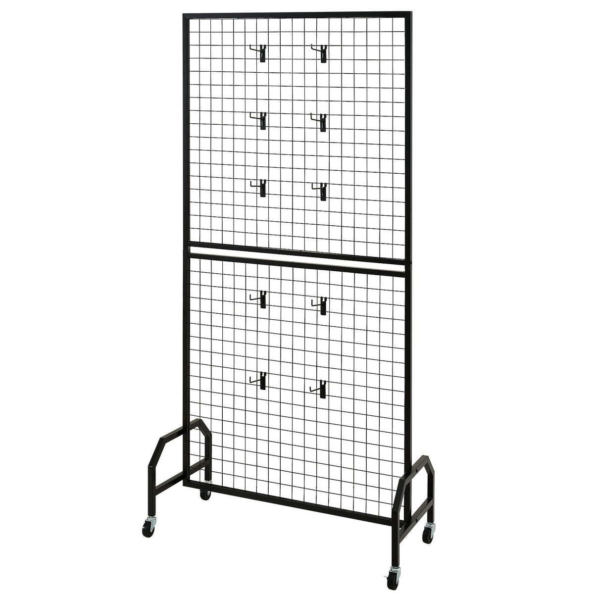 2 Packs Grid Wall Panels, 898 x 1798 mm Wire Grid Panels Display Rack, Movable Art Display Shelf with Wheels V952-LSWGQ7080INCADLXP001V0
