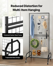 2 Packs Grid Wall Panels, 898 x 1798 mm Wire Grid Panels Display Rack, Movable Art Display Shelf with Wheels V952-LSWGQ7080INCADLXP001V0